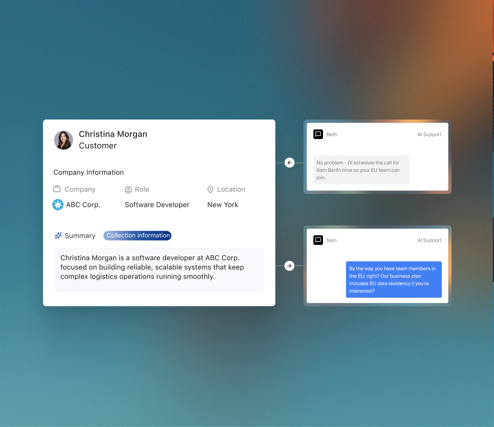 Shared customer context interface